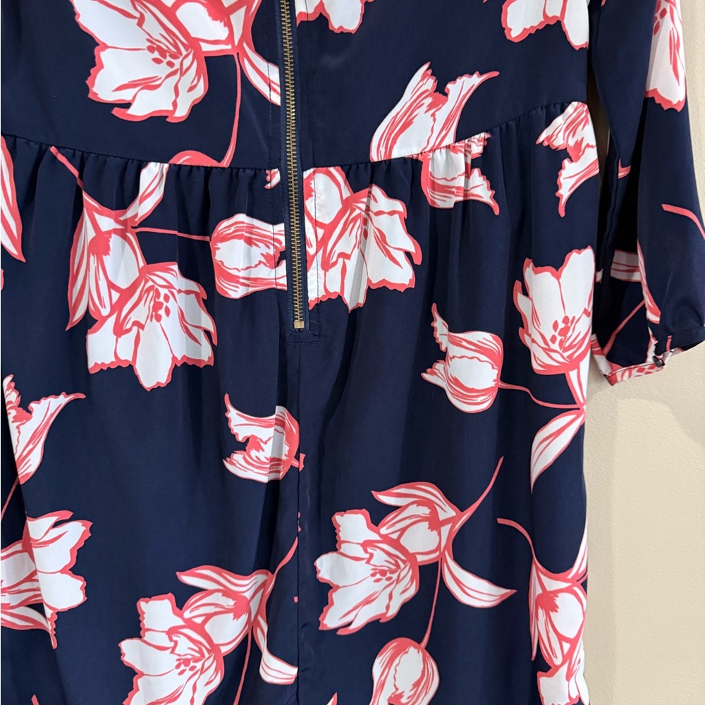 NEW Old Navy Navy Blue Pink White floral Dress XS 3/4 Sleeves - Picture 6 of 10